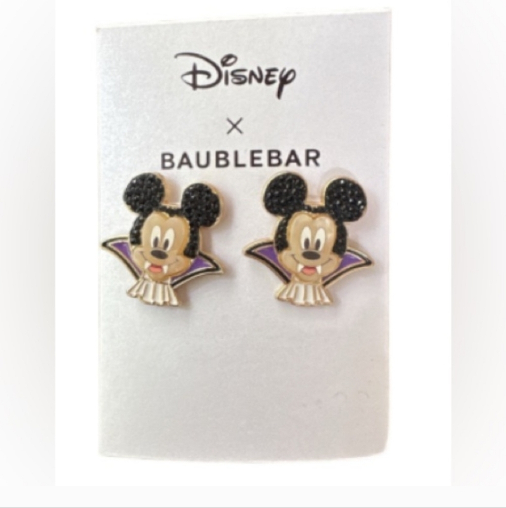 NWT DISNEY-BAUBLEBAR MICKEY MOUSE AS A VAMPIRE / EARRINGS💜🖤🧛‍♂️🖤💜🧛‍♂️🖤💜
